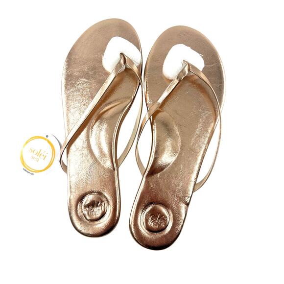 Solei Sea Women's Metallic Gold Copa Flip Flop Sandals Size 7 - Picture 6 of 10